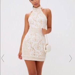 High Neck Lace Crochet Bodycon
